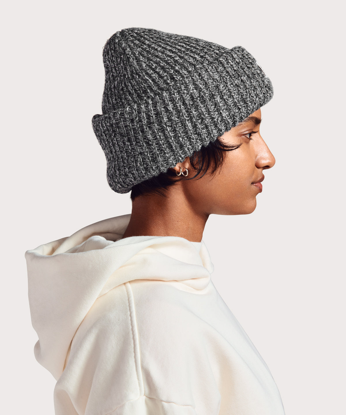 Chunky Knit Beanie in Onyx Marble - Image 4