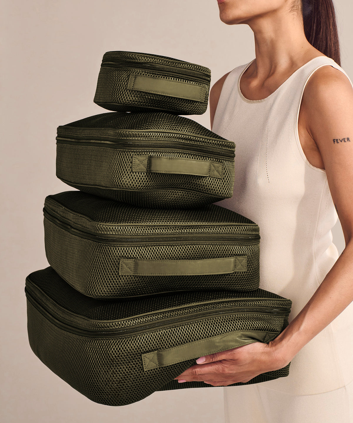 Roma Packing Cube in Warm Dust Air Mesh, Small - Image 6